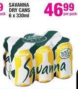 Savanna Dry Cans - 6 x 330ml Per Pack