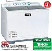 Defy Twin Tub Washing Machine-10kg(DTT161/171)