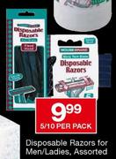 House Brand Disposable Razors For Mens/Ladies,Assorted-5/10 Per Pack
