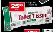 House Brand Single Ply Toilet Rolls-10's