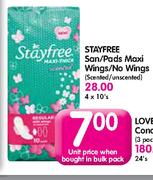Stayfree San/Pads Maxi Wings/No Wings-10's