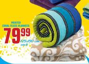 Printed Coral Fleece Blankets-125 x 150cm Each