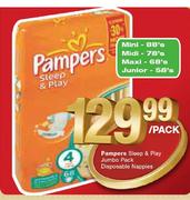 Pampers Sleep & play Jumbo Pack Disposable Nappies Junior-58's Per Pack