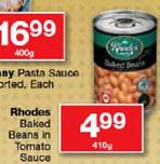 Rhodes Baked Beans In Tomato Sauce-410gm