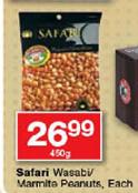 Safari Wasabi/Marmite Peanuts-450gm Each