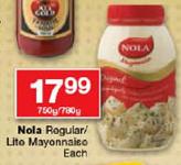 Nola Regular/Lite Mayonnaise-750gm/780gm Each