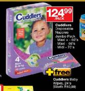 Cuddlers Disposable Nappies Jumbo Pack Maxi +-60's Per Pack