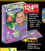 Cuddlers Disposable Nappies Jumbo Pack Maxi-66's Per Pack