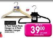 Home 5 Pack Velvet Flock Hanger Or 4 Pack Wooden Hanger-Per Pack
