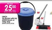 Unica 20ltr Bucket With Lid, Addis Broom Or 200g Mop Each