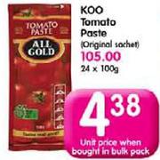 Koo Tomato Paste(Original Sachet)-100Gm