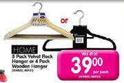 Home 5 Pack Velvet Flock Hanger Or 4 Pack Wooden Hanger -Per Pack