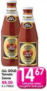 All Gold Tomato Sauce-700ml Each