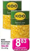 Koo Sweetcorn (Cream Style)-415g Each