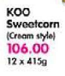 Koo Sweetcorn (Cream Style)-12X415g