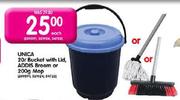 Unica 20Ltr Bucket With Lid,Addis Broom Or 200g Mop-Each