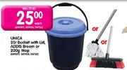 Unica 20Ltr Bucket With Lid, Addis Broom Or 200g Mop-Each
