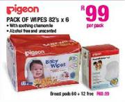 Pigeon Pack Of Wipes 82's X 6-Per Pack