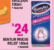 Benylin Mucus Relief Assorted-100ml Each