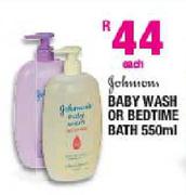 Johnson Baby Wash Or Bedtime Bath-550ml Each
