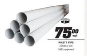 Waste Pipe-50mm x 6m Each