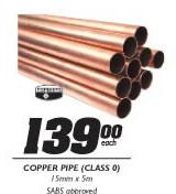 Cooper Pipe(Class 0)-15mm x 5m Each