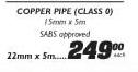 Cooper Pipe-22mm x 5m Each