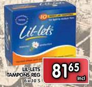 Lil-Lets Tampons Reg-6x10's