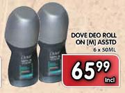 Dove Deo Roll On (M)-6x50ml