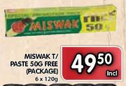 Miswak T/Paste 50gm Free (Package)-6x120gm
