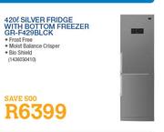 LG 420L Silver Fridge With Bottom Freezer (GR-F429BLCK)-Each