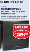 Dixon Bass Bin Speakers 18" 600W RMS(SSW-1802)
