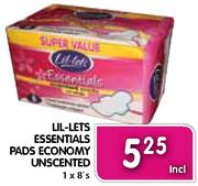 Lil-Lets Essentials Pads Economy Unscented-1x8's