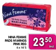Nina Femme Pads N/Wings Pink Reg-6x10's