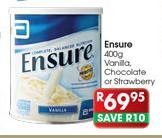 Ensure Vanilla, Chocolate Or Strawberry-400Gm