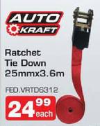 Auto Craft Ratchet Tie Down 25mmx3.6m-Each