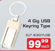 4 Gig USB Keyring Type-Each