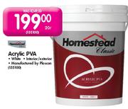 Homestead Classic Acrylic PVA White-20ltr