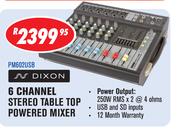 Dixon 6 Channel Stereo Table Top Powered Mixer (PM602USB)-Each