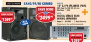 Dixon 15" DJ/PA Speakers (Pair) (NDE1X15) + Digital Stereo Echo Mixing Amplifier (K2233)-Each