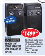 Dixon 1800W 10" Active Speakers With USB And SD Inputs (SDJ1002A)-Each