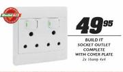 Build It Socket Outlet Complete With Cover Plate 2x16amp 4x4