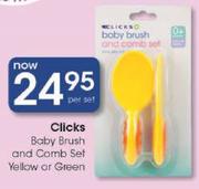Clicks Baby Brush And Comb Set Yellow Or Green-Per Set