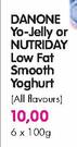Danone Yo-Jelly or Nutriday Low Fat Smooth Yoghurt(All Flavours) -6 x 100gm 