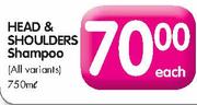 Head & Shoulders Shampoo-750Ml Each