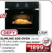 Defy Slimline 600 Oven(DBO331)