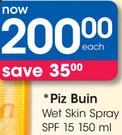 Piz Buin Wet Skin Spray SPF 15-150Ml Each