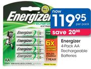 Energizer 4 Pack AA Rechargeable Batteries-Per Pack
