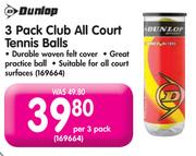 Dunlop Club All Court Tennis Balls-3 Per Pack