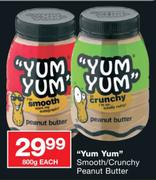 Yum Yum Smooth/Crunchy Peanut Butter-800g Each